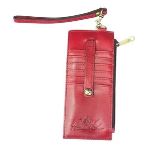 PATRICIA NASH Vintage Lava Red ID Credit Card Coin Holder 100% Leather Logo
